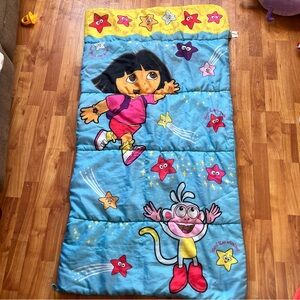 Vintage Kids Blue and Pink Dora the Explorer Sleeping Bag